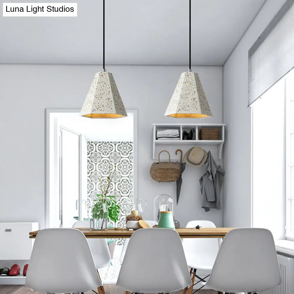 Geometric Cement Pendant Light - 1 Light Simplicity Hanging Light (Black/White/Yellow)