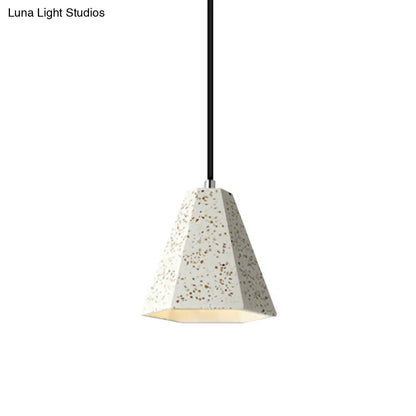 Geometric Cement Pendant Light - 1 Light Simplicity Hanging Light (Black/White/Yellow)