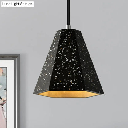 Geometric Cement Pendant Light - 1 Light Simplicity Hanging Light (Black/White/Yellow)