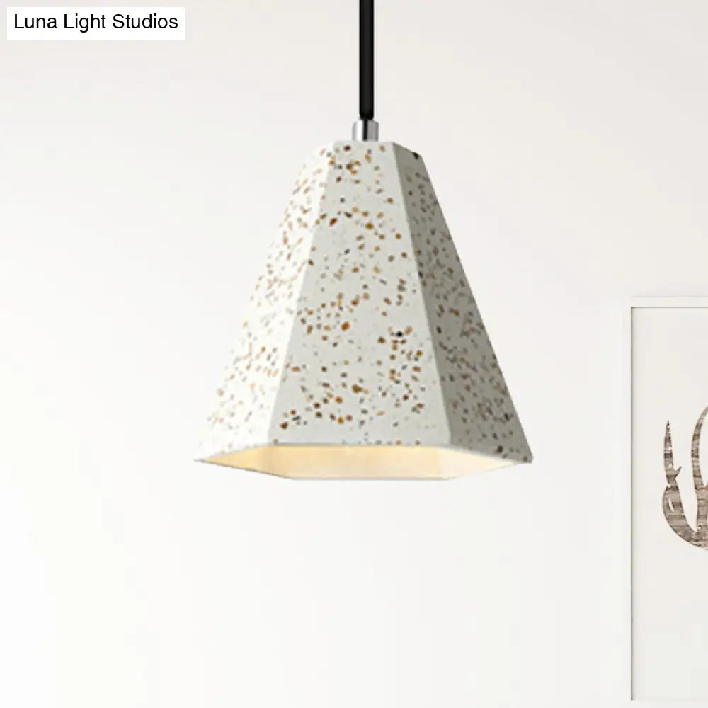 Geometric Cement Pendant Light - 1 Light Simplicity Hanging Light (Black/White/Yellow)