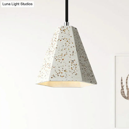 Geometric Cement Pendant Light - 1 Light Simplicity Hanging Light (Black/White/Yellow)