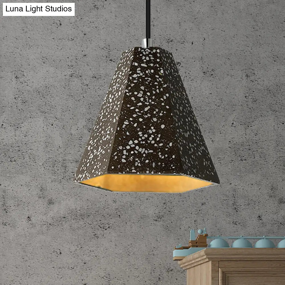 Geometric Cement Pendant Light - 1 Light Simplicity Hanging Light (Black/White/Yellow)