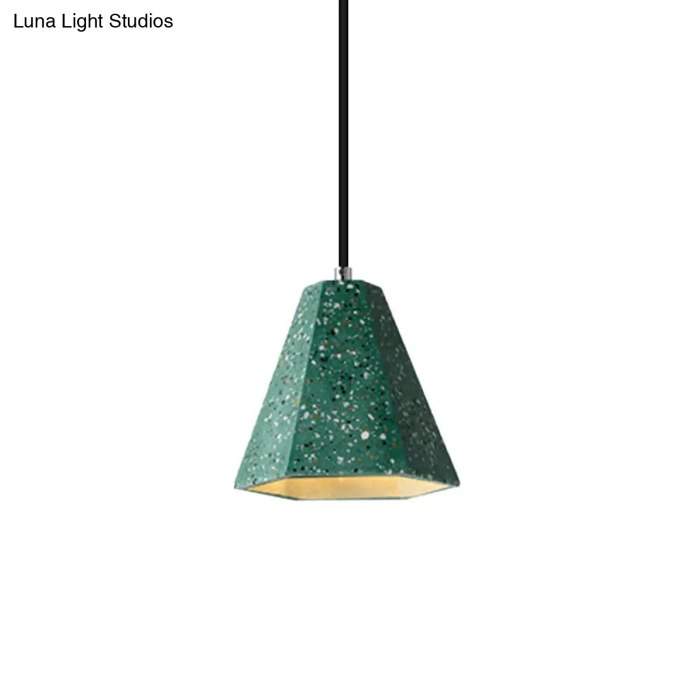 Geometric Cement Pendant Light - 1 Light Simplicity Hanging Light (Black/White/Yellow)