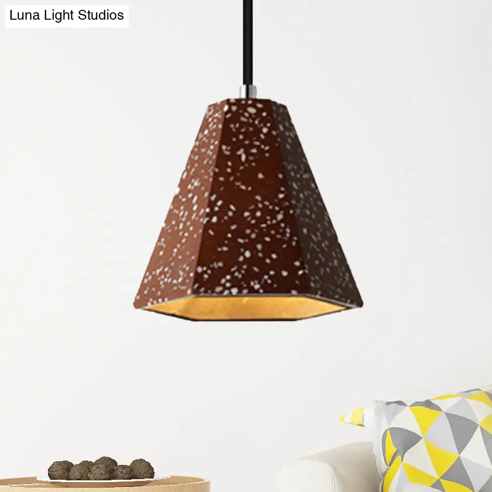 Geometric Cement Pendant Light - 1 Light Simplicity Hanging Light (Black/White/Yellow)