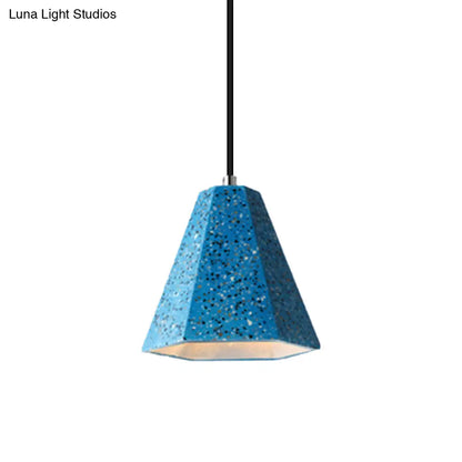 Geometric Cement Pendant Light - 1 Light Simplicity Hanging Light (Black/White/Yellow)