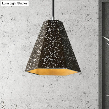 Geometric Cement Pendant Light - 1 Light Simplicity Hanging Light (Black/White/Yellow)