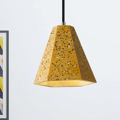 Geometric Cement Pendant Light - 1 Light Simplicity Hanging Light (Black/White/Yellow)