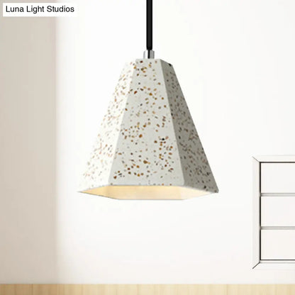 Geometric Cement Pendant Light - 1 Light Simplicity Hanging Light (Black/White/Yellow)