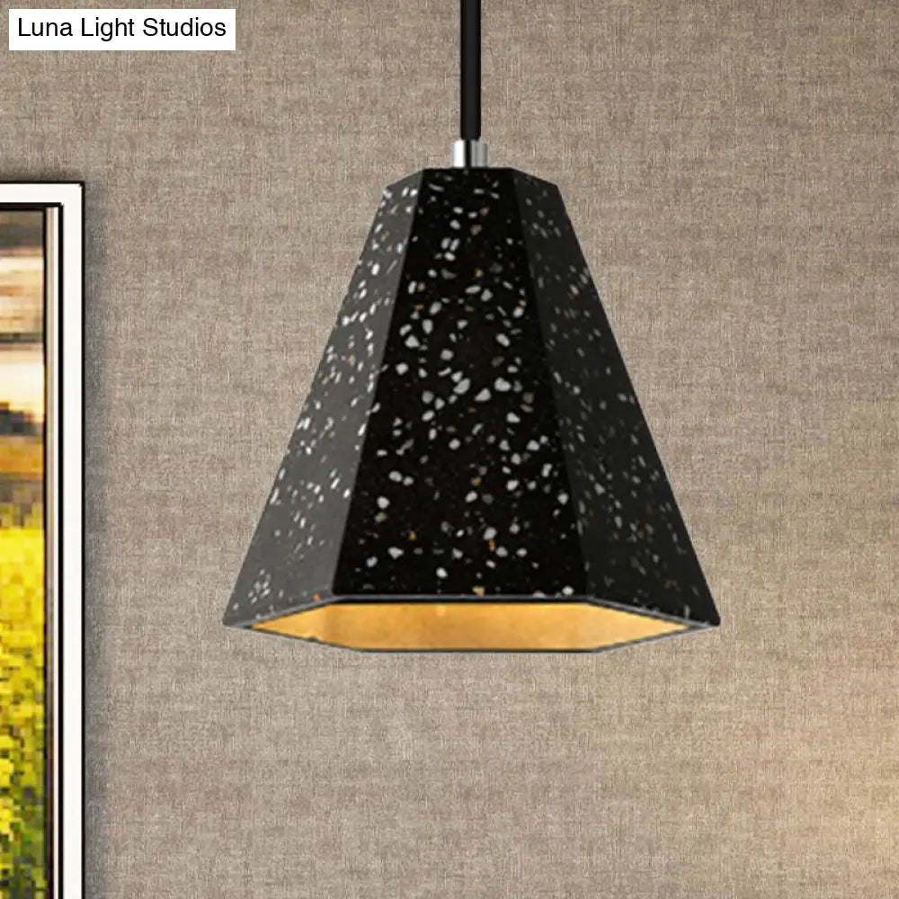 Geometric Cement Pendant Light - 1 Light Simplicity Hanging Light (Black/White/Yellow)