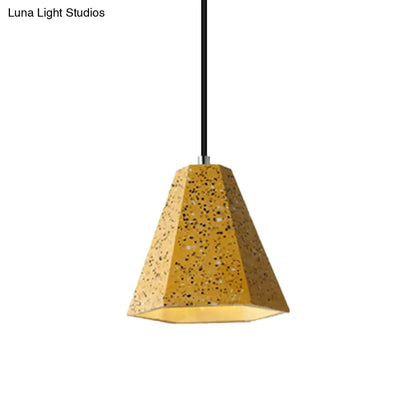 Geometric Cement Pendant Light - 1 Light Simplicity Hanging Light (Black/White/Yellow)