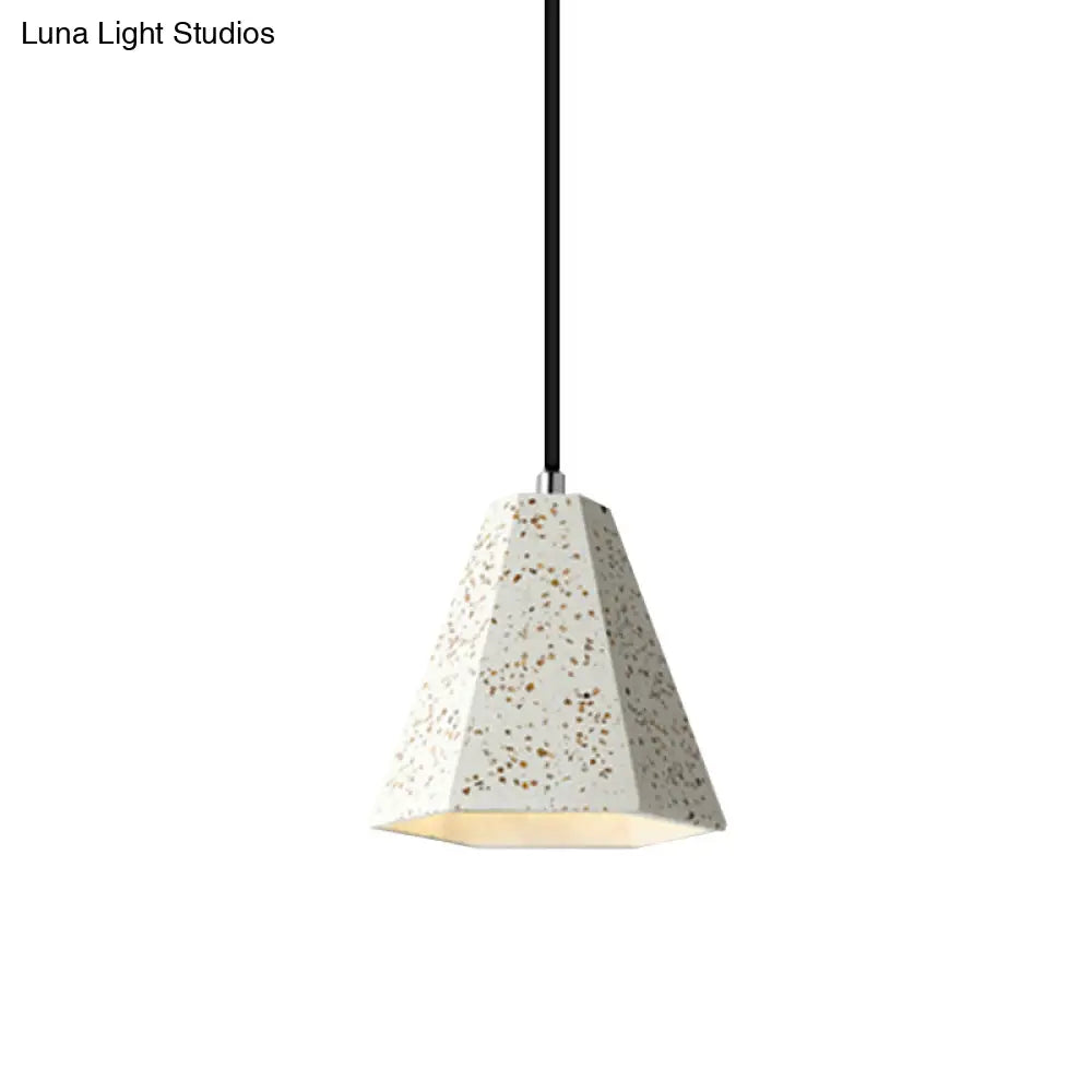 Geometric Cement Pendant Light - 1 Light Simplicity Hanging Light (Black/White/Yellow)