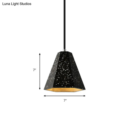 Geometric Cement Pendant Light - 1 Light Simplicity Hanging Light (Black/White/Yellow)