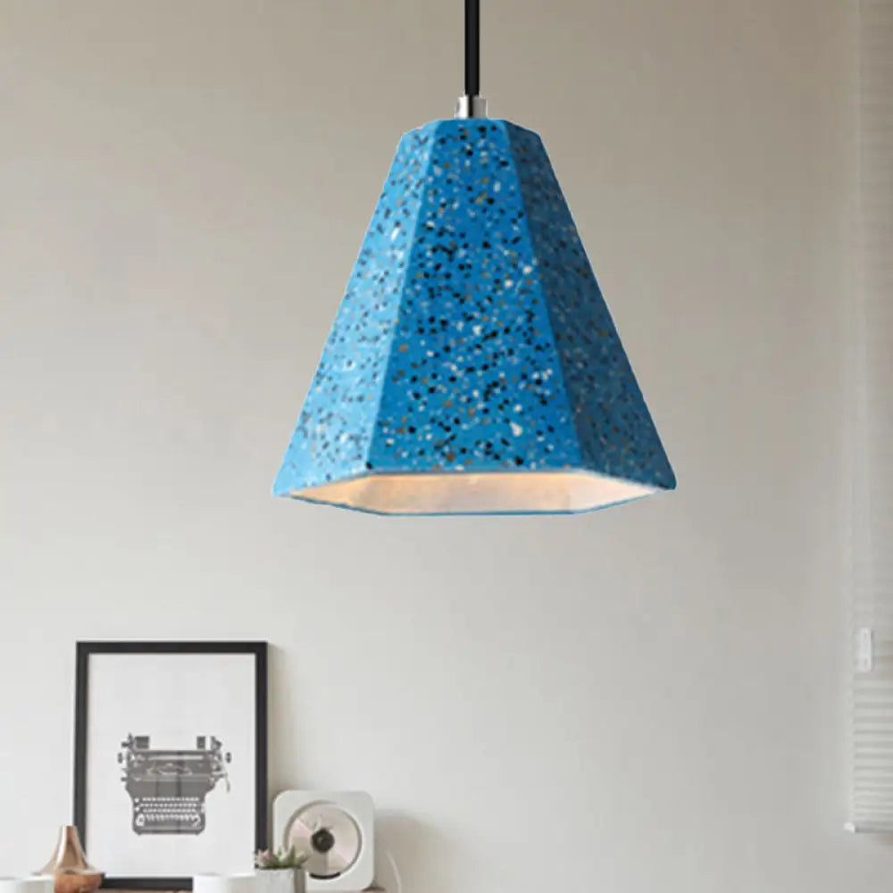 Geometric Cement Pendant Light - 1 Light Simplicity Hanging Light (Black/White/Yellow)