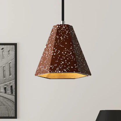 Geometric Cement Pendant Light - 1 Light Simplicity Hanging Light (Black/White/Yellow)