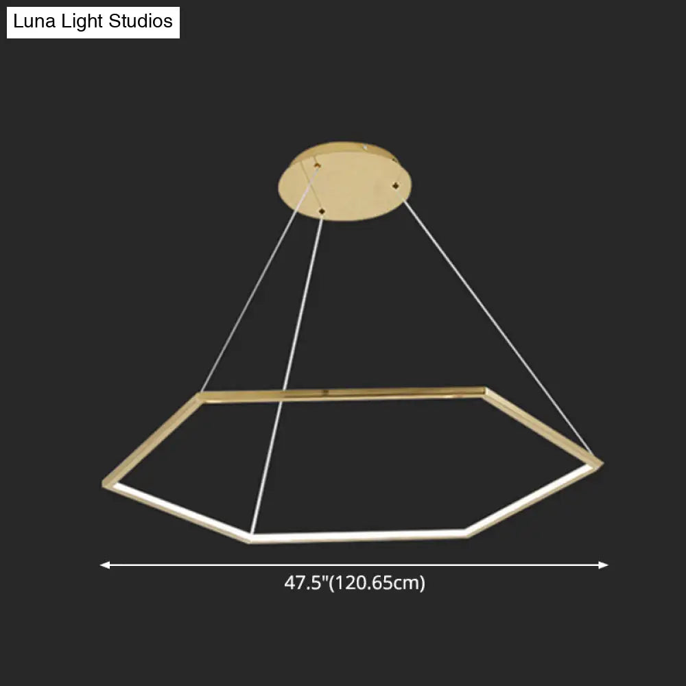 Lámpara de araña geométrica: Luminaria metálica ultramoderna para sala de estar