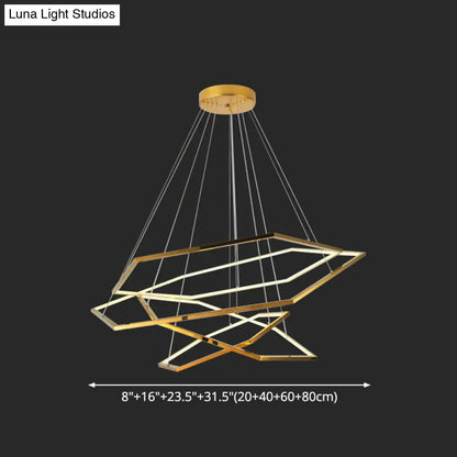 Lámpara de araña geométrica: Luminaria metálica ultramoderna para sala de estar