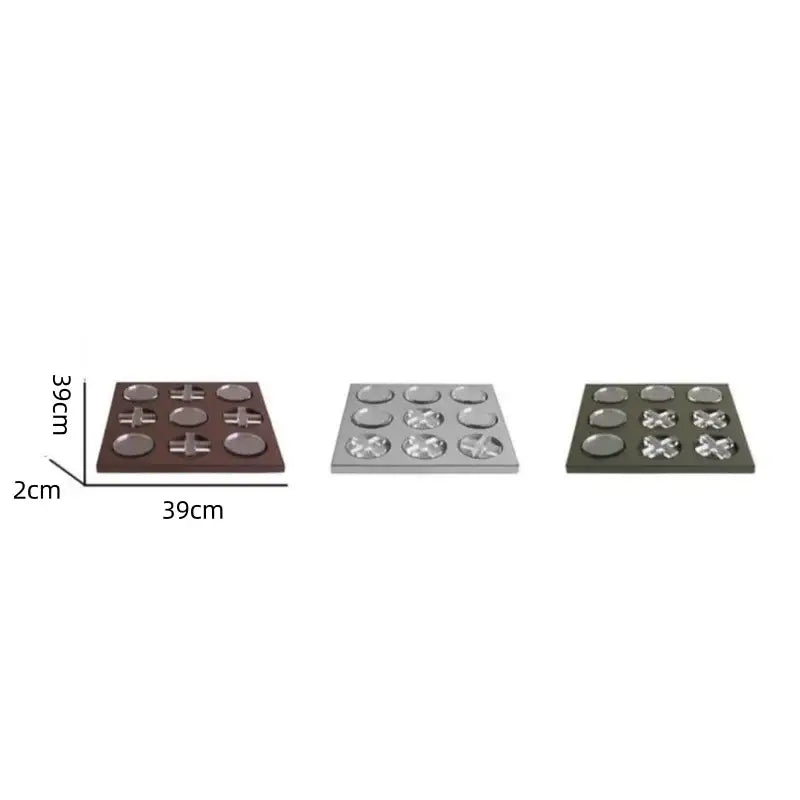 Three silicone baking molds in dark brown silver and olive green with geometric checkerboard grid for home decor