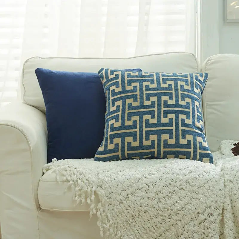 Beige and light blue blue and cream geometric chenille throw pillowcase perfect for living room decorbites geometric chenille