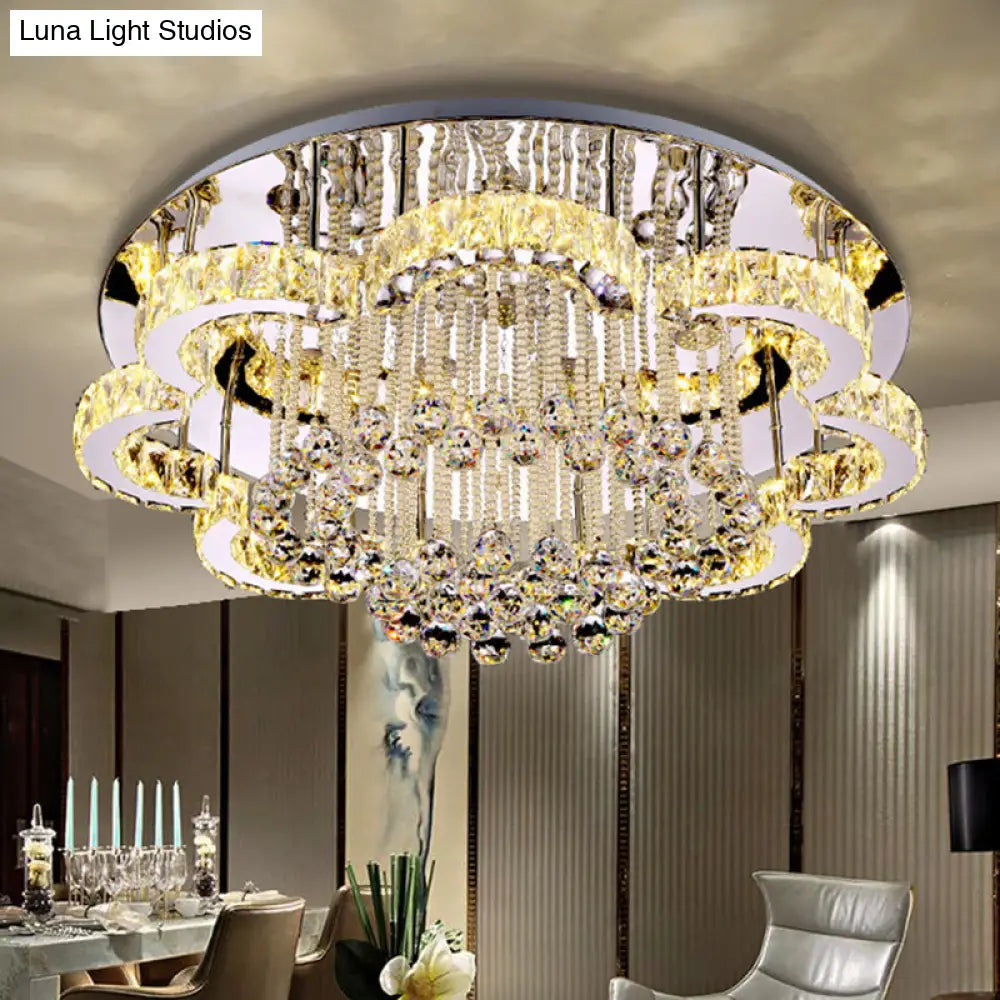 DecorBites™ DecorBites™ Geometric Crystal Flush Mount Light: Artistic LED Semi Flush Ceiling Fixture with Stainless-Steel Accents and Drip Decor