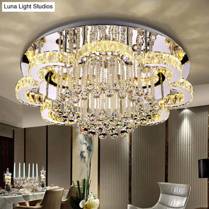 DecorBites™ DecorBites™ Geometric Crystal Flush Mount Light: Artistic LED Semi Flush Ceiling Fixture with Stainless-Steel Accents and Drip Decor