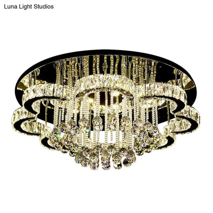 DecorBites™ DecorBites™ Geometric Crystal Flush Mount Light: Artistic LED Semi Flush Ceiling Fixture with Stainless-Steel Accents and Drip Decor