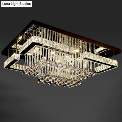 DecorBites™ DecorBites™ Geometric Crystal Flush Mount Light: Artistic LED Semi Flush Ceiling Fixture with Stainless-Steel Accents and Drip Decor