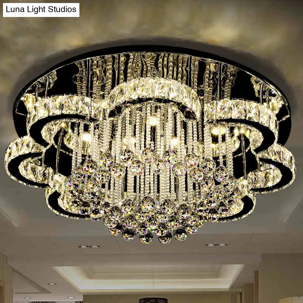 DecorBites™ DecorBites™ Geometric Crystal Flush Mount Light: Artistic LED Semi Flush Ceiling Fixture with Stainless-Steel Accents and Drip Decor