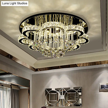 DecorBites™ DecorBites™ Geometric Crystal Flush Mount Light: Artistic LED Semi Flush Ceiling Fixture with Stainless-Steel Accents and Drip Decor