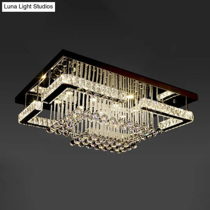 DecorBites™ DecorBites™ Geometric Crystal Flush Mount Light: Artistic LED Semi Flush Ceiling Fixture with Stainless-Steel Accents and Drip Decor