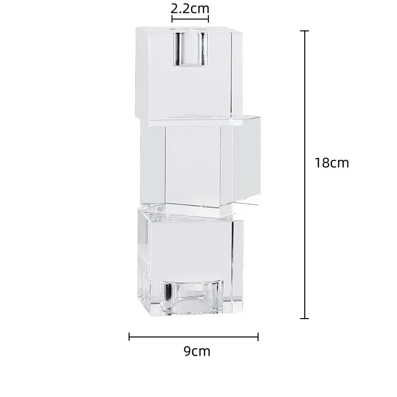 Clear glass cube candle holder with silver metallic wick holder for decorbites geometric crystal glass living room decor