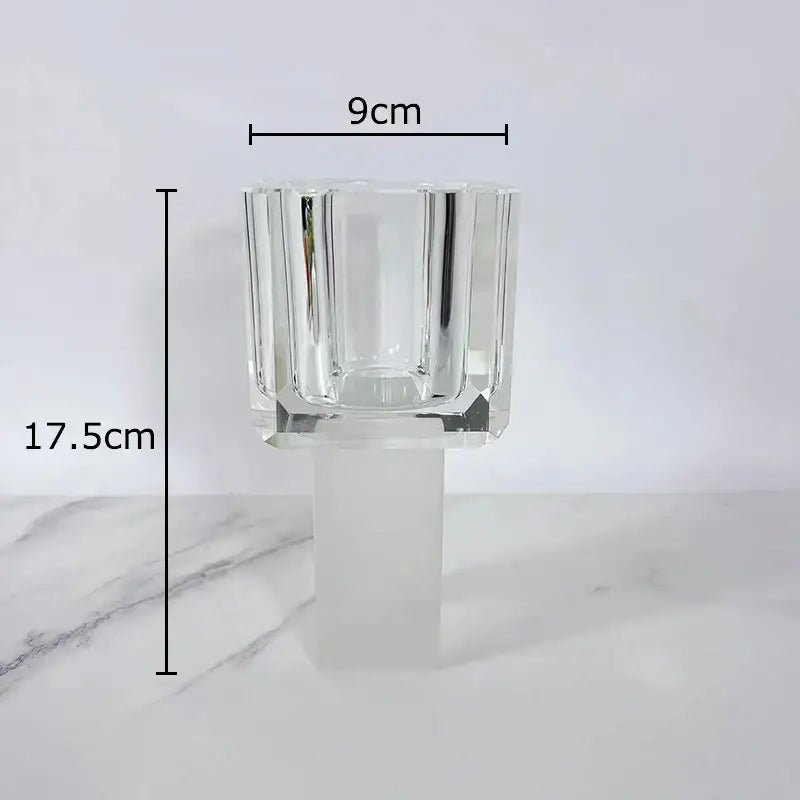 Clear faceted crystal glass candle holder with frosted glass base for decorbites crystal glass vase and artificial flowers