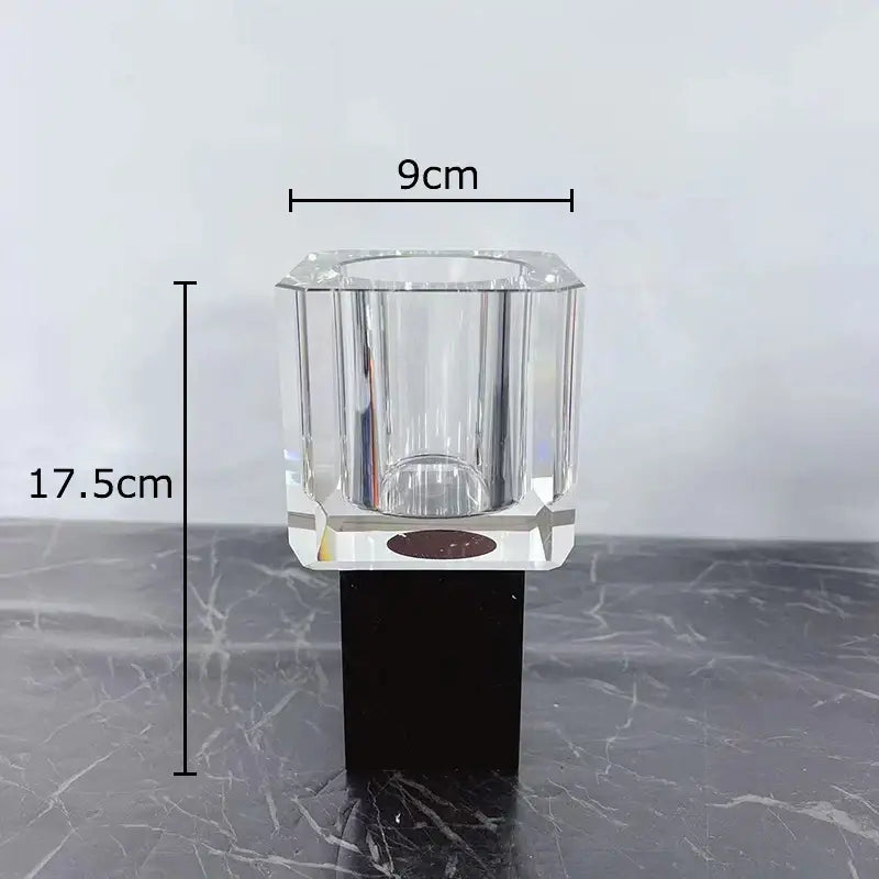 Clear faceted crystal glass vase with black base featuring artificial flowers for decorbites crystal glass living room decor