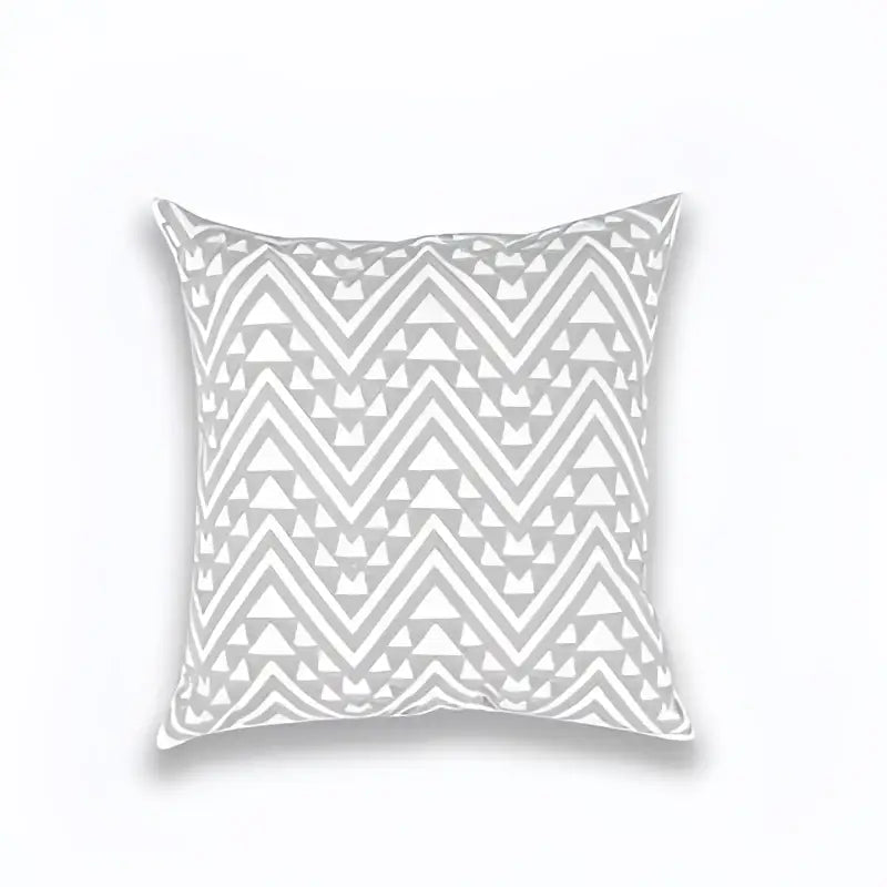 Gray and white geometric embroidered cushion cover made of light grey cotton for living room decorbites geometric embroidered