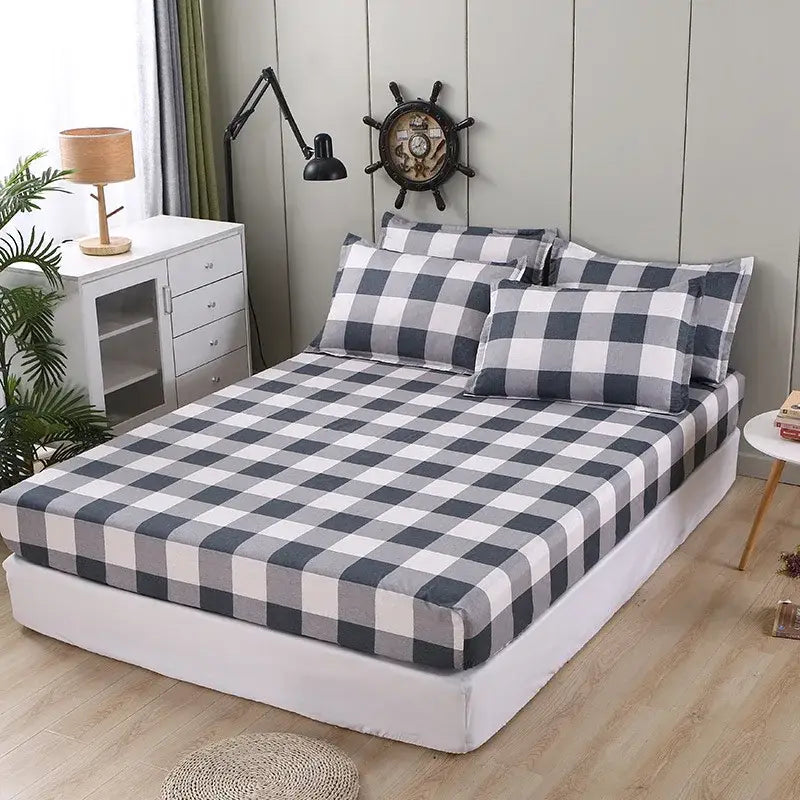 Gray and white checkered geometric figure sheet set with matching pillowcases for bedroom decorbites geometric figure bedding