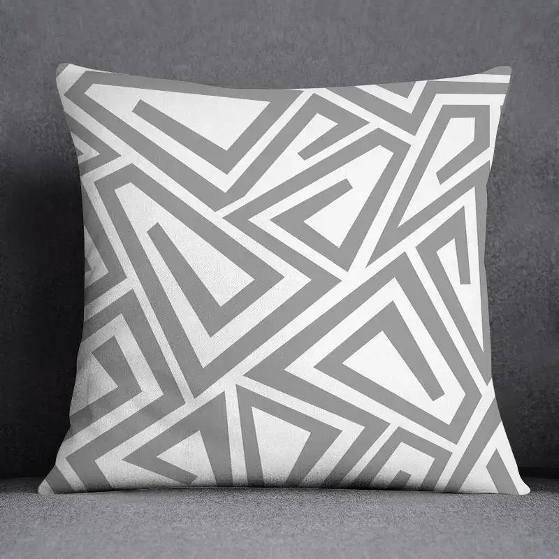 Square pillow case with decorbites geometric floral print in gray and white for modern living room decor
