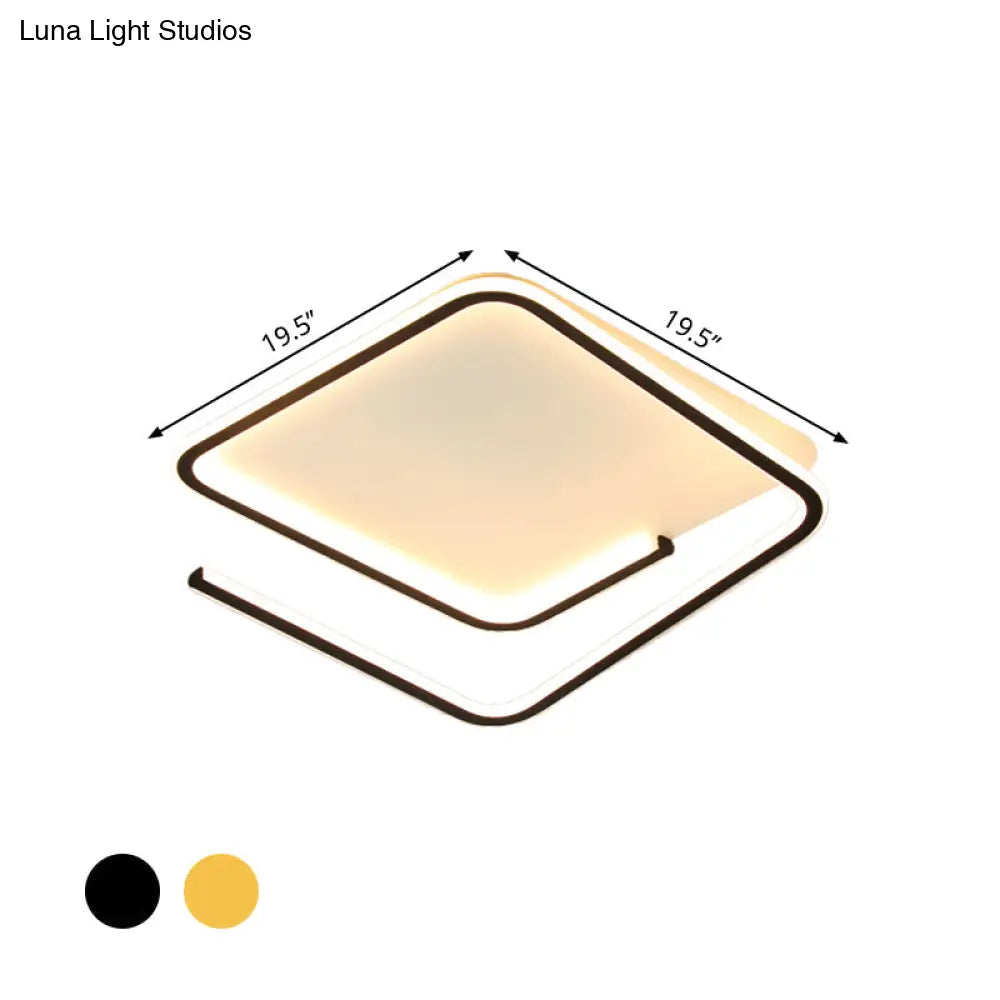 DecorBites™ DecorBites™ Geometric Flush Mount Lamp: Metallic LED Ceiling Light, 16"/19.5" Width, Black/Gold, Warm/White Light