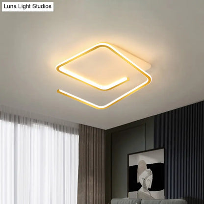DecorBites™ DecorBites™ Geometric Flush Mount Lamp: Metallic LED Ceiling Light, 16"/19.5" Width, Black/Gold, Warm/White Light