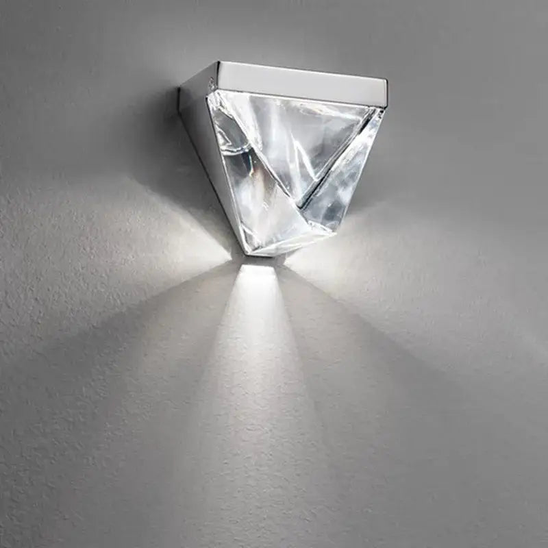 Geometric gold crystal led wall sconce with polished chrome frame and clear diffuser for bright decorbites crystal led illumination