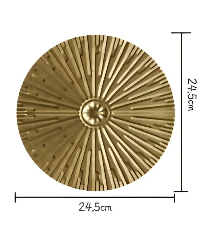 Geometric golden metal wall art round decorative plate with sunburst pattern and central star for living room decorbites decor