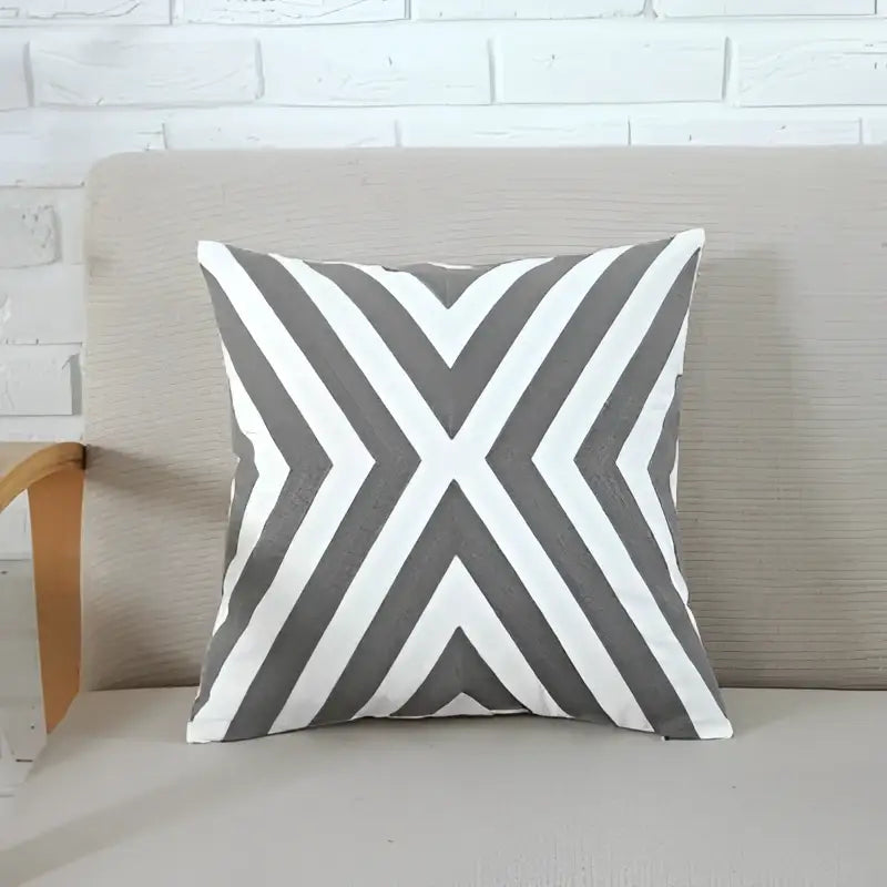 Geometric grey pink cushion cover with a gray and white pattern for stylish living room decorbites grey pink pillow case