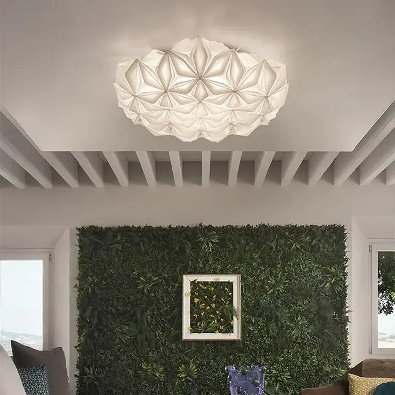 White glass ceiling light with modern origami-inspired geometric italian design ideal for dining room decorbites geometric italian