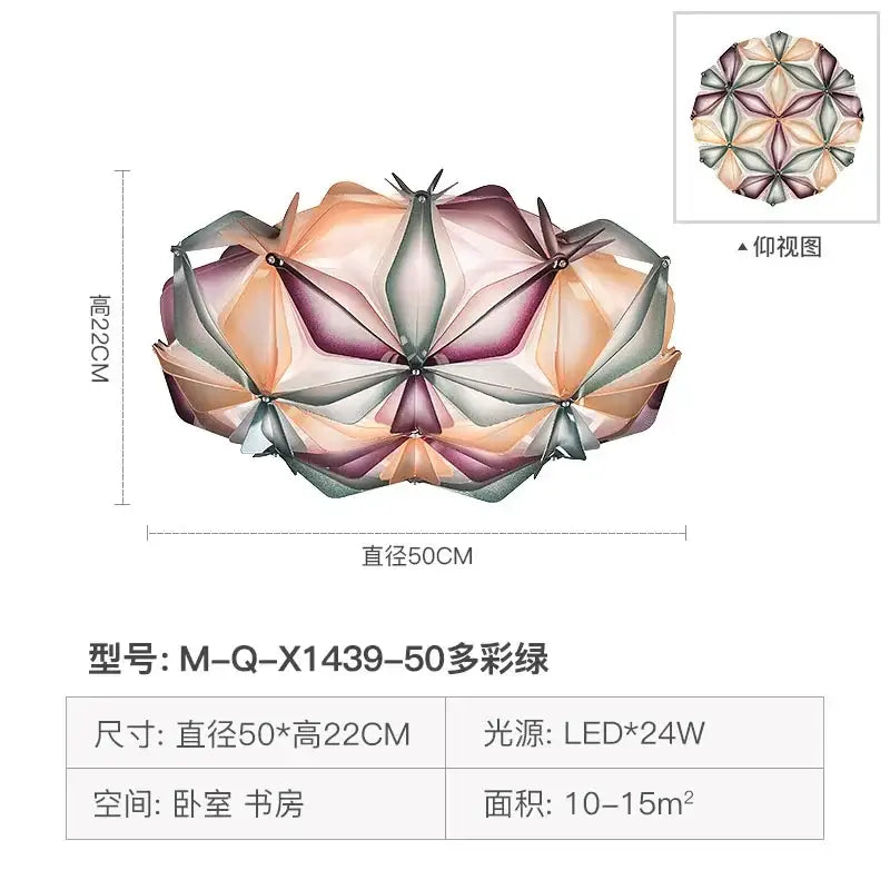 A geometric italian design white glass ceiling light with faceted pastel peach lavender and gray shades for dining room decorbites geometric italian