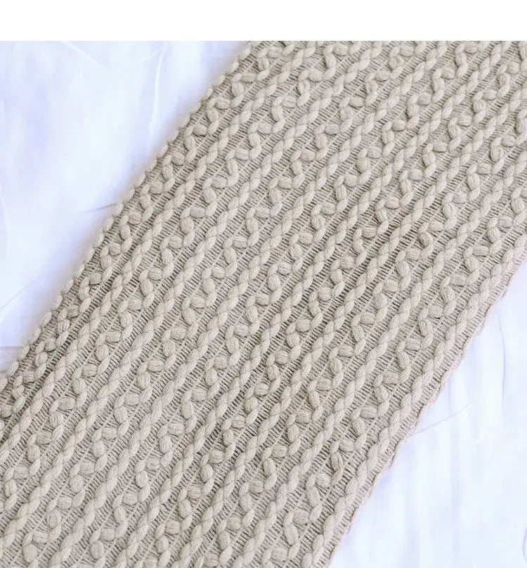 Beige braided knit sofa blanket with textured woven pattern for cozy living room decorbites geometric knit throw
