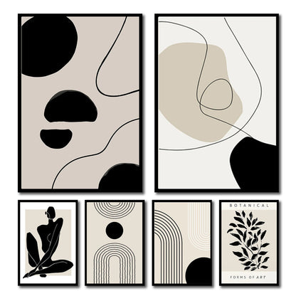 Geometric Leaf Rainbow Boho Canvas Wall Art