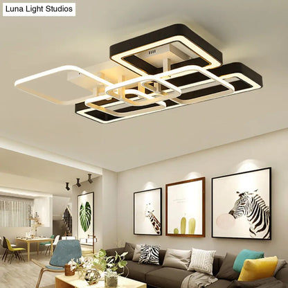 Lámpara de techo LED geométrica DecorBites™ en blanco y negro para espacios de vida modernos