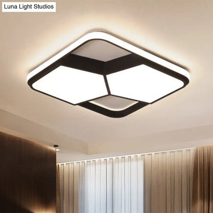 Lámpara de techo LED geométrica DecorBites™ en acrílico blanco y negro: lámpara de techo contemporánea empotrada para dormitorio con iluminación cálida/blanca.