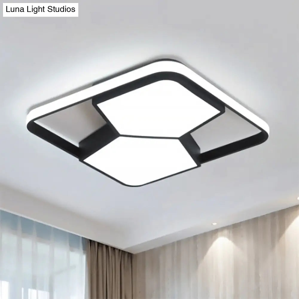 Lámpara de techo LED geométrica DecorBites™ en acrílico blanco y negro: lámpara de techo contemporánea empotrada para dormitorio con iluminación cálida/blanca.