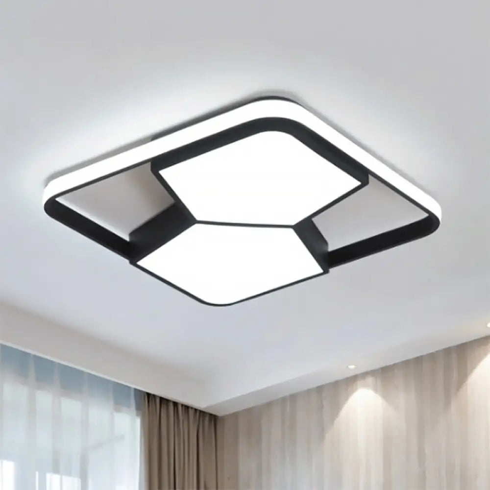 Lámpara de techo LED geométrica DecorBites™ en acrílico blanco y negro: lámpara de techo contemporánea empotrada para dormitorio con iluminación cálida/blanca.