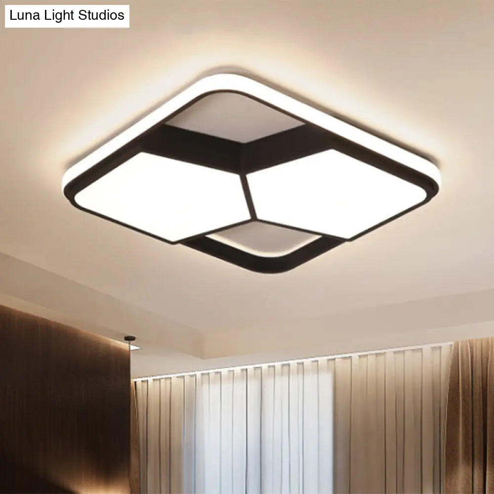 Lámpara de techo LED geométrica DecorBites™ en acrílico blanco y negro: lámpara de techo contemporánea empotrada para dormitorio con iluminación cálida/blanca.