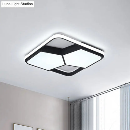 Lámpara de techo LED geométrica DecorBites™ en acrílico blanco y negro: lámpara de techo contemporánea empotrada para dormitorio con iluminación cálida/blanca.